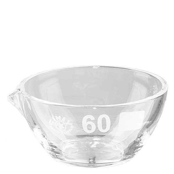 Piatto di evaporazione da 45ml con beccuccio in borosilicato ø60mm Piatto di evaporazione da 45ml con beccuccio in borosilicato ø60mm