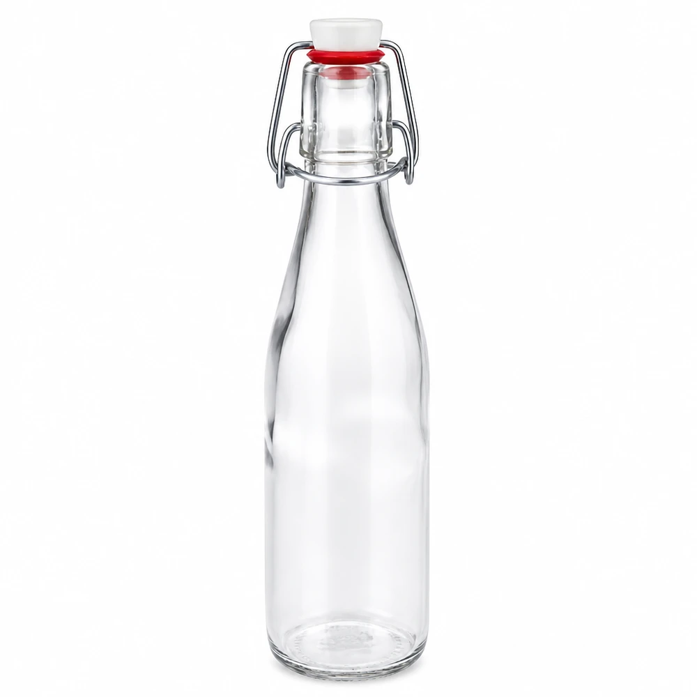 Bottiglia in vetro da 250 ml + tappo oscillante in porcellana UNiTWIST - Acquista qui! Bottiglia in vetro da 250 ml con tappo a battente e tappo in porcellana bianca, bottiglia trasparente vuota per bevande