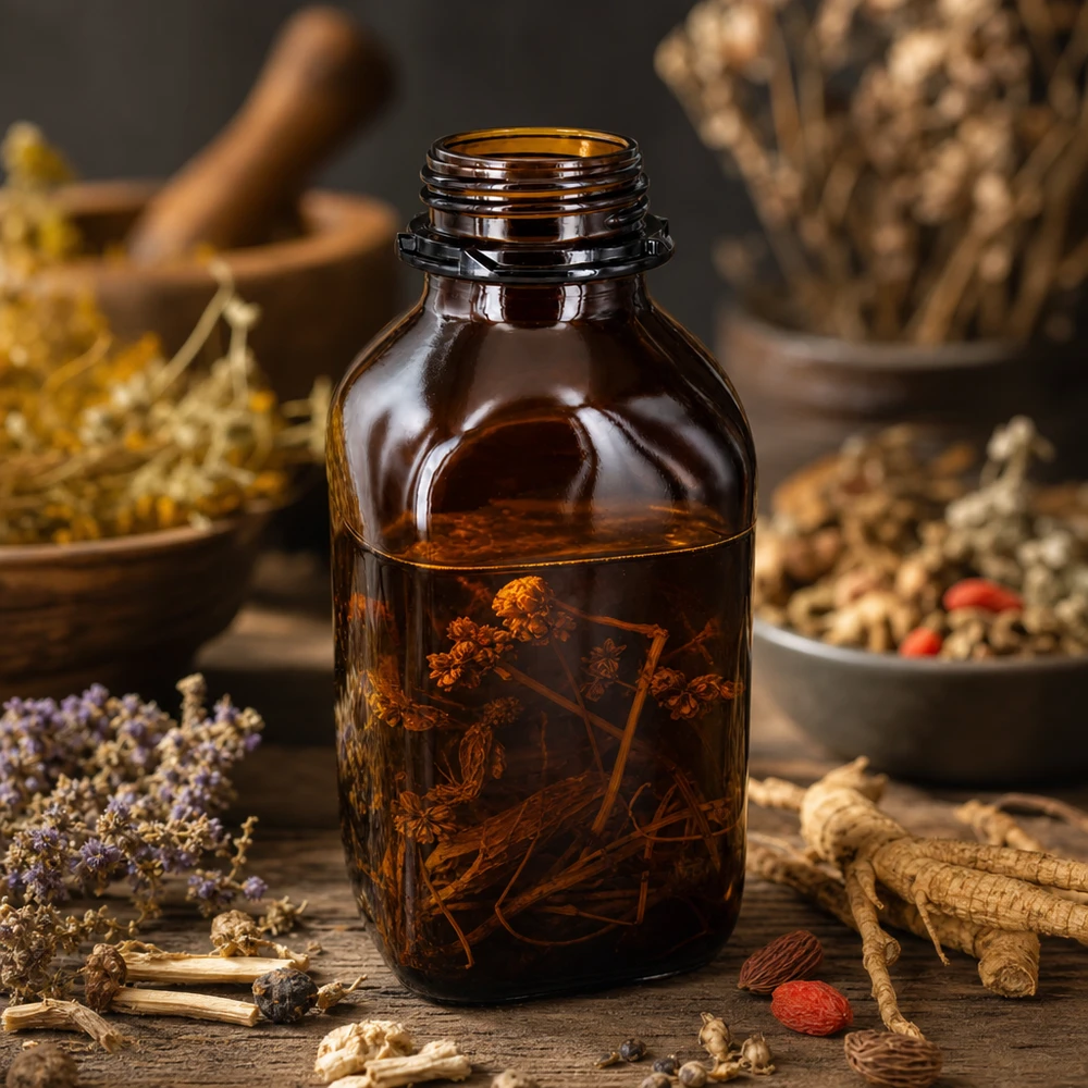 Bottiglia in vetro marrone da 1000 ml per prodotti chimici con ampia apertura e design robusto