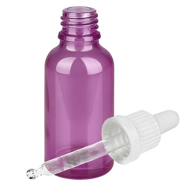 Bottiglia per pipette da 30 ml con tappo a vite bianco originalità PurpleLine UT18/30