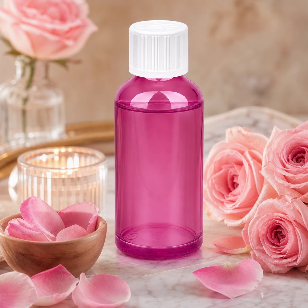 Flacone da 50ml tappo a vite 11mm bianco standard a prova di bambino PurpleLine UT18/50 Flacone in vetro viola da 50 ml con filo UT18 perfetto per sieri fatti in casa