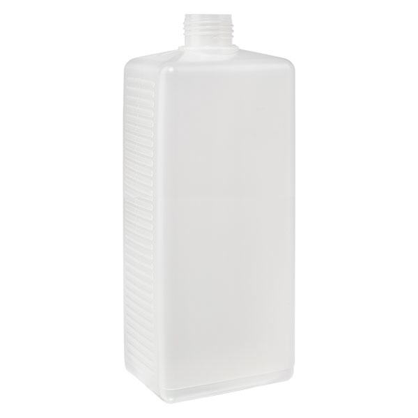 Bottiglia quadrata da 1000ml HDPE naturale, senza tappo