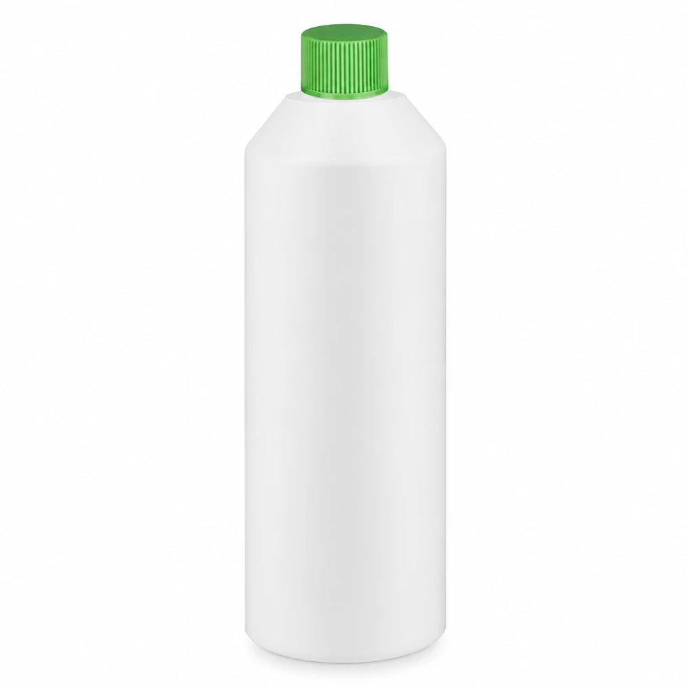 Flacone farmaceutico HDPE 250ml bianco, con tappo verde SV Bottiglia in HDPE da 250 ml, bianca con tappo verde, ideale per liquidi e soluzioni