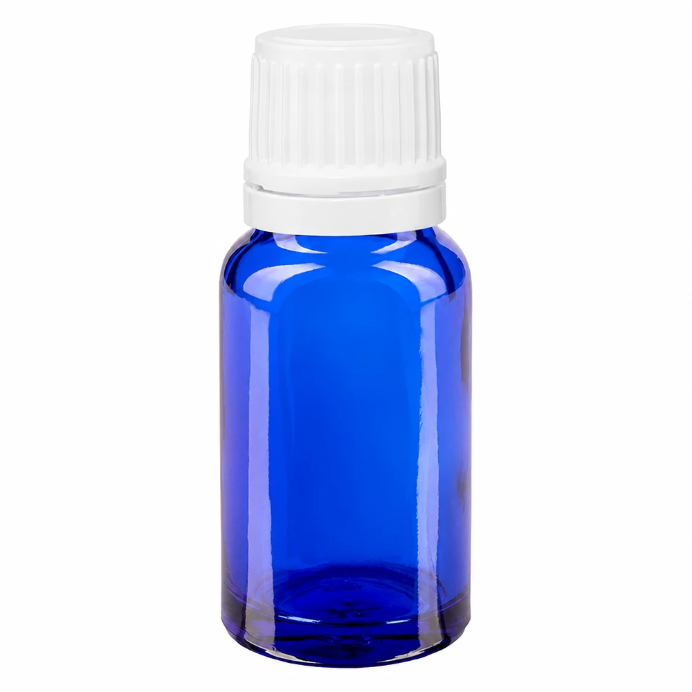 10ml blu Apofl. SV OV bianco/11mm ApoGlas Flacone da farmacia in vetro blu da 10 ml con tappo a vite bianco e sigillo di integrità