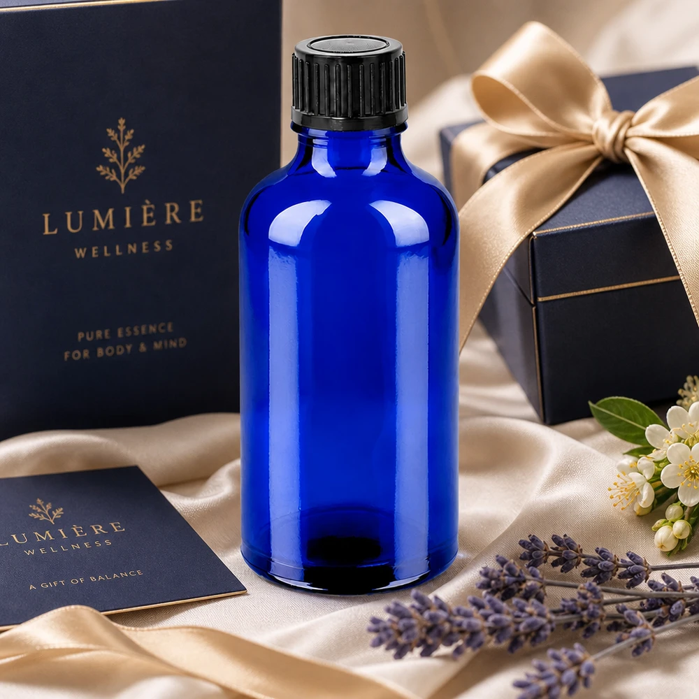 Bottiglia da 50ml 11mm SV nero STD BlueLine UT18/50 Flacone da 50 ml in vetro spesso e protetto dalla luce, con tappo a vite a tenuta.