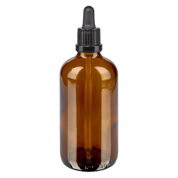 Bottiglia per pipette marrone da 100ml OV nero ApoGlas