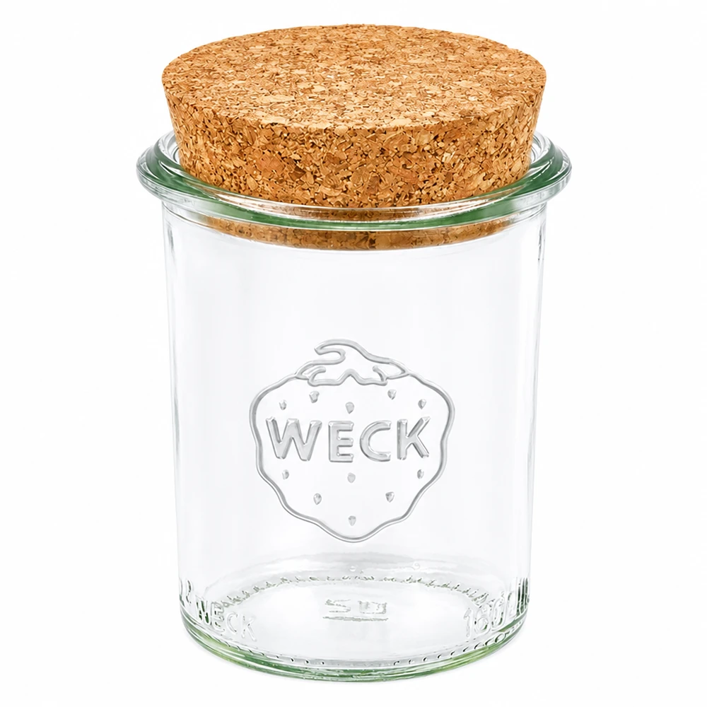 WECK 160ml RR60 mason jar con coperchio in sughero naturale Barattolo di vetro trasparente per la conservazione