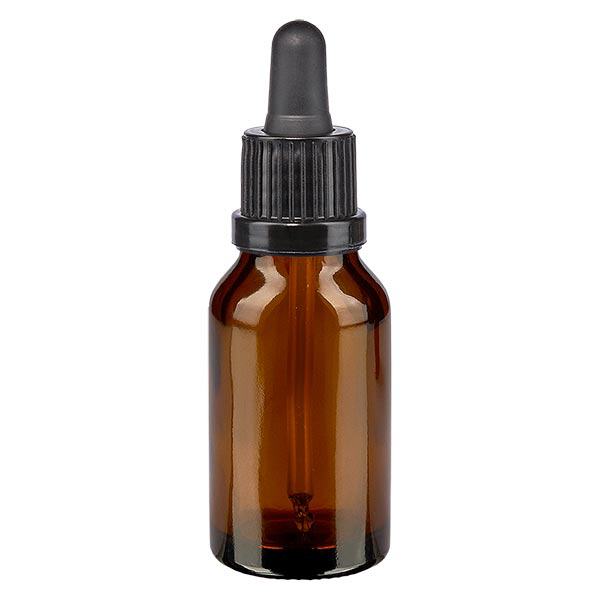 Bottiglia per farmacia marrone 15ml pipetta nera OV