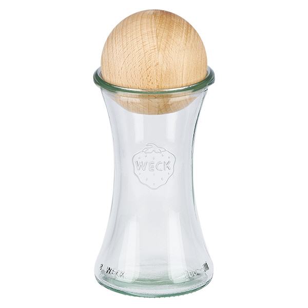 Vasetto da 200 ml WECK RR60 con sfera in legno di faggio Palla di legno di faggio