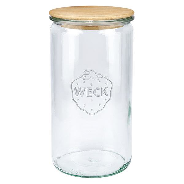 Vaso cilindrico WECK RR100 da 1590 ml con coperchio in legno