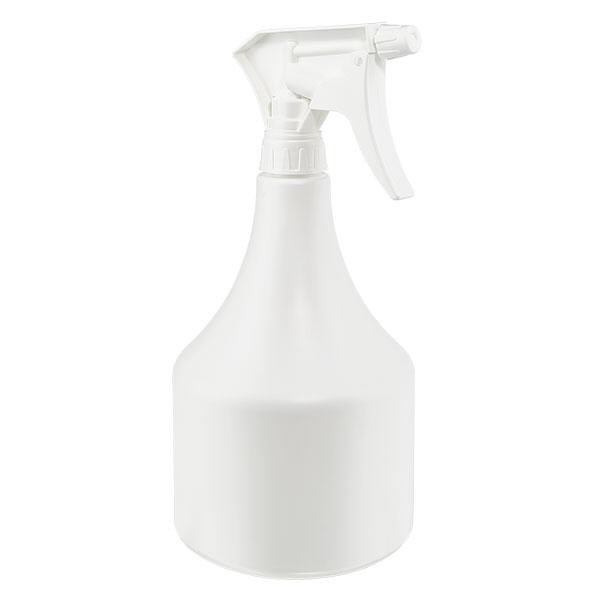 Flacone spray da 1000 ml in PP bianco con tappo Flacone spray da 1000 ml in PP bianco con tappo