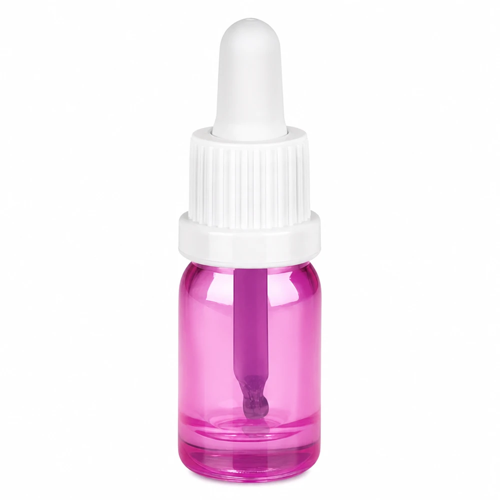 Bottiglia per pipette da 5ml bianco originalità tappo a vite PurpleLine UT18/5 Flacone premium da 5 ml in vetro viola con tappo OV bianco per sieri e oli