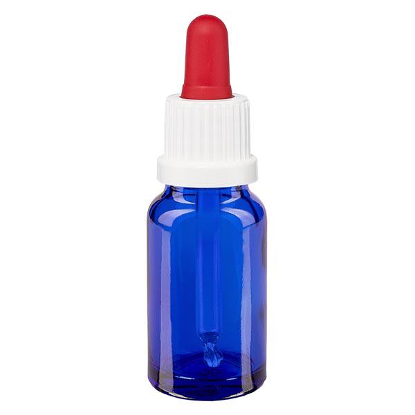 Bottiglia per pipette blu da 10ml OV bianco/rosso ApoGlas