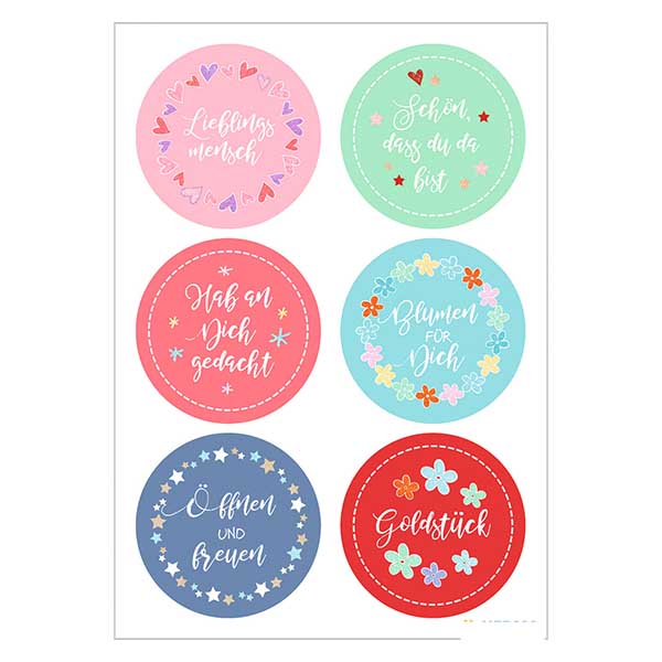 Adesivo "Darling" (12 adesivi con glitter) ø34mm