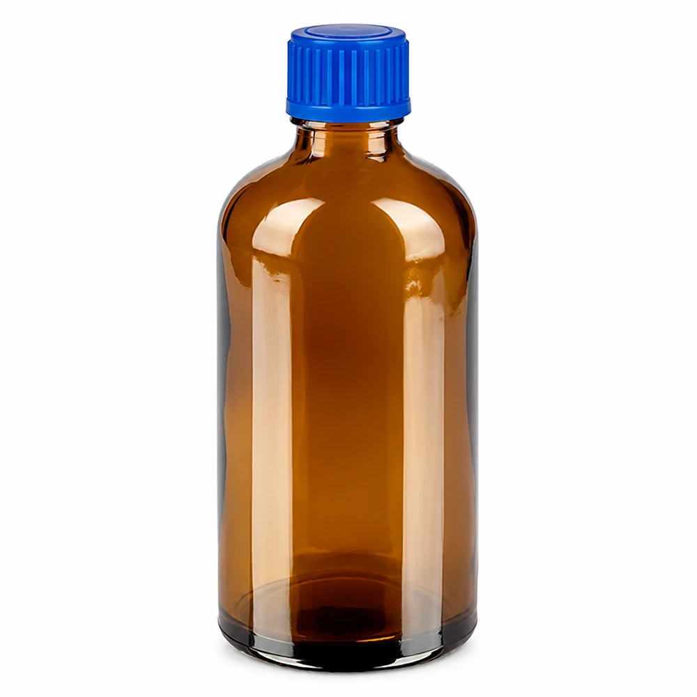 Bottiglia da 100ml 11mm SV blu STD BrownLine UT18/100 Bottiglia compatta da 100 ml in vetro ambrato con sistema di chiusura sicuro