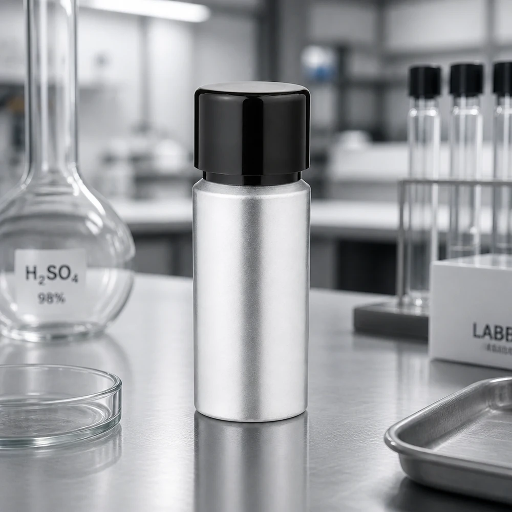 Bottiglia in alluminio decapato da 20ml con tappo a vite Bottiglia professionale per campioni in alluminio da 20 ml con tappo a vite per l'industria e la ricerca