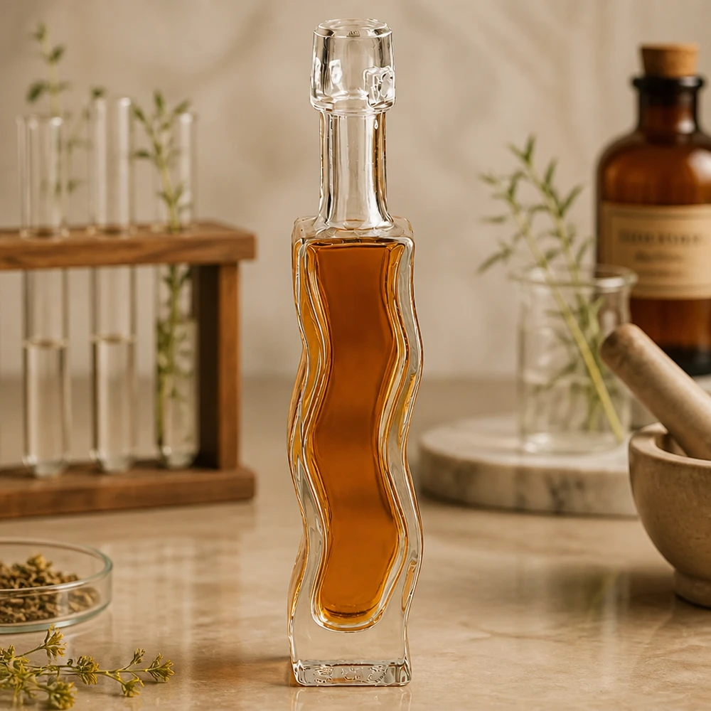 Flacone in vetro da 40 ml Fila senza tappo UNiTWIST® 40ml bottiglia di vetro Anna riempita di miele dorato stile speziale decorazione erboristica cucina naturale omeopatia ambiente