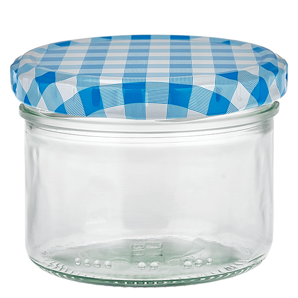 Barattolo cilindrico da 230 ml + coperchio BasicSeal blu/bianco