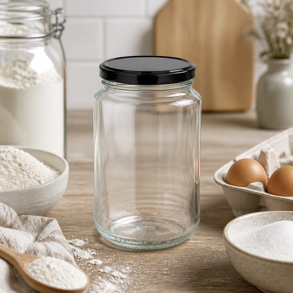 Vaso rotondo da 375 ml con coperchio BasicSeal nero UNiTWIST. Vaso rotondo da 375 ml con coperchio BasicSeal nero UNiTWIST.