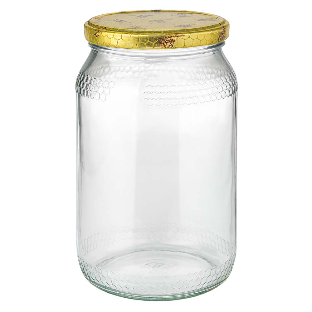 Vasetto per miele da 1260 g con capsula bianca BasicSeal UNiTWIST