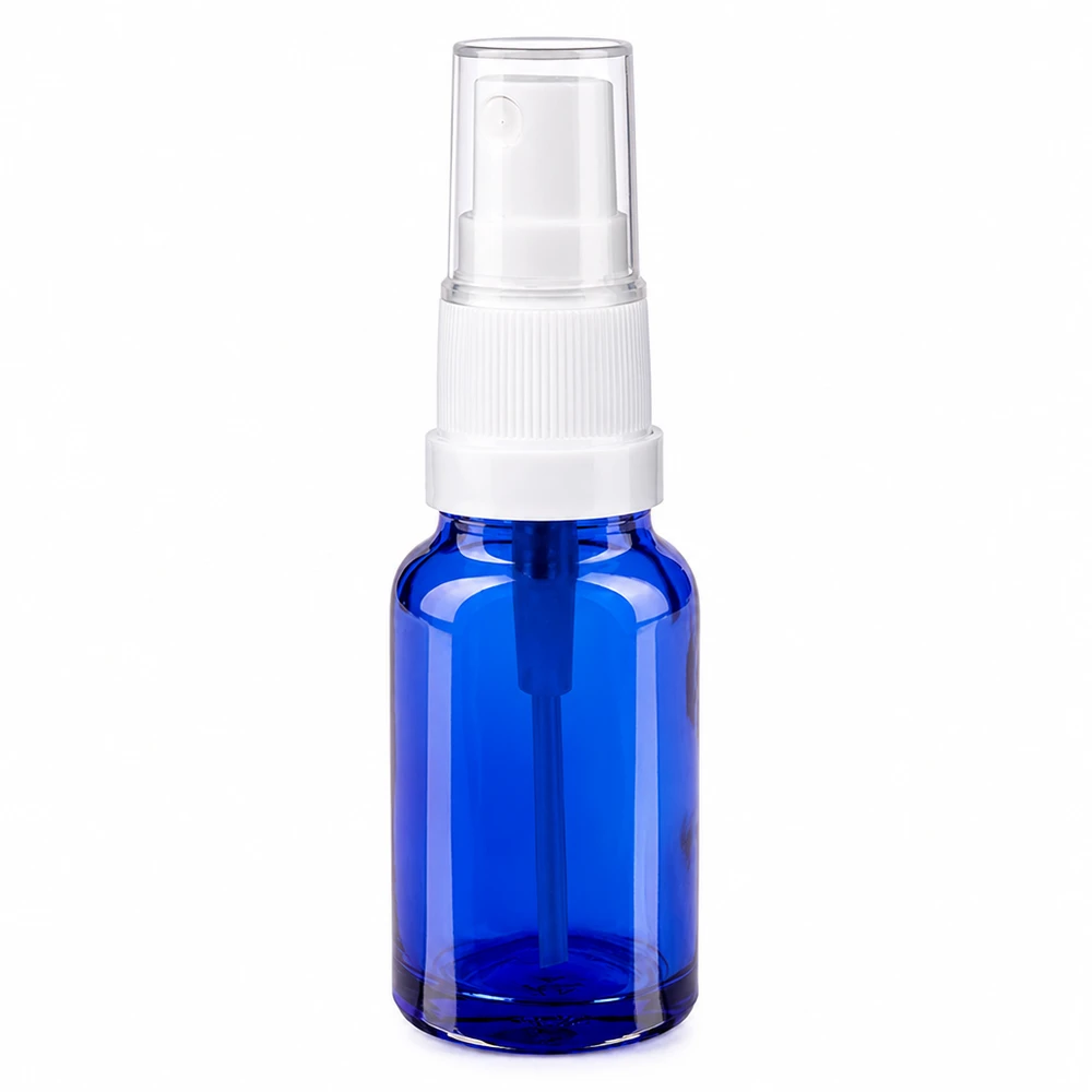 Flacone spray da 10 ml bianco/tr. STD BlueLine UT18/10 Flacone spray blu da 10 ml con design trasparente perfetto per i prodotti cosmetici fai da te