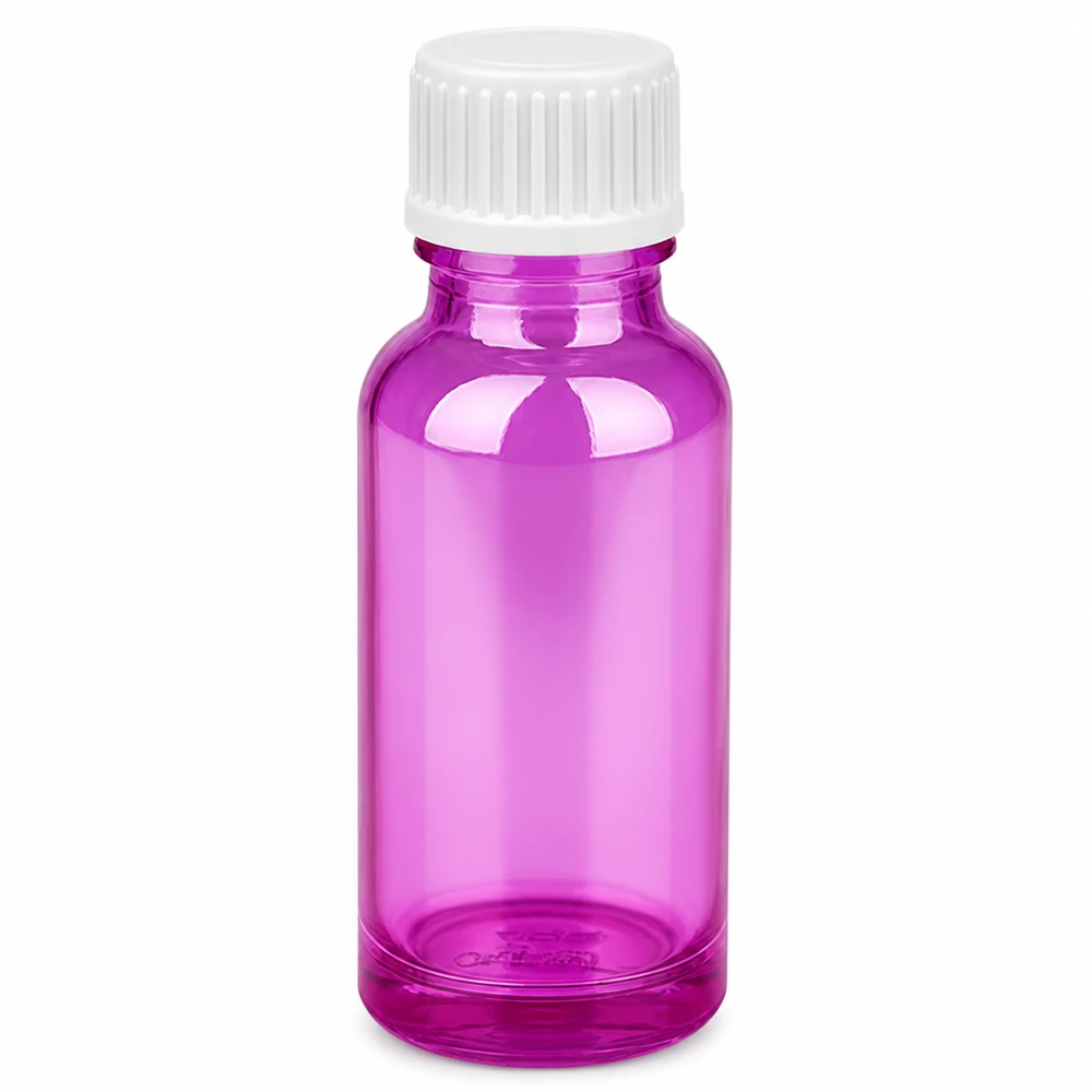 Flacone contagocce da 20 ml 0,9 mm bianco standard PurpleLine. UT18/20 Flacone dosatore viola da 20 ml con inserto contagocce preciso per cosmetici e aromaterapia