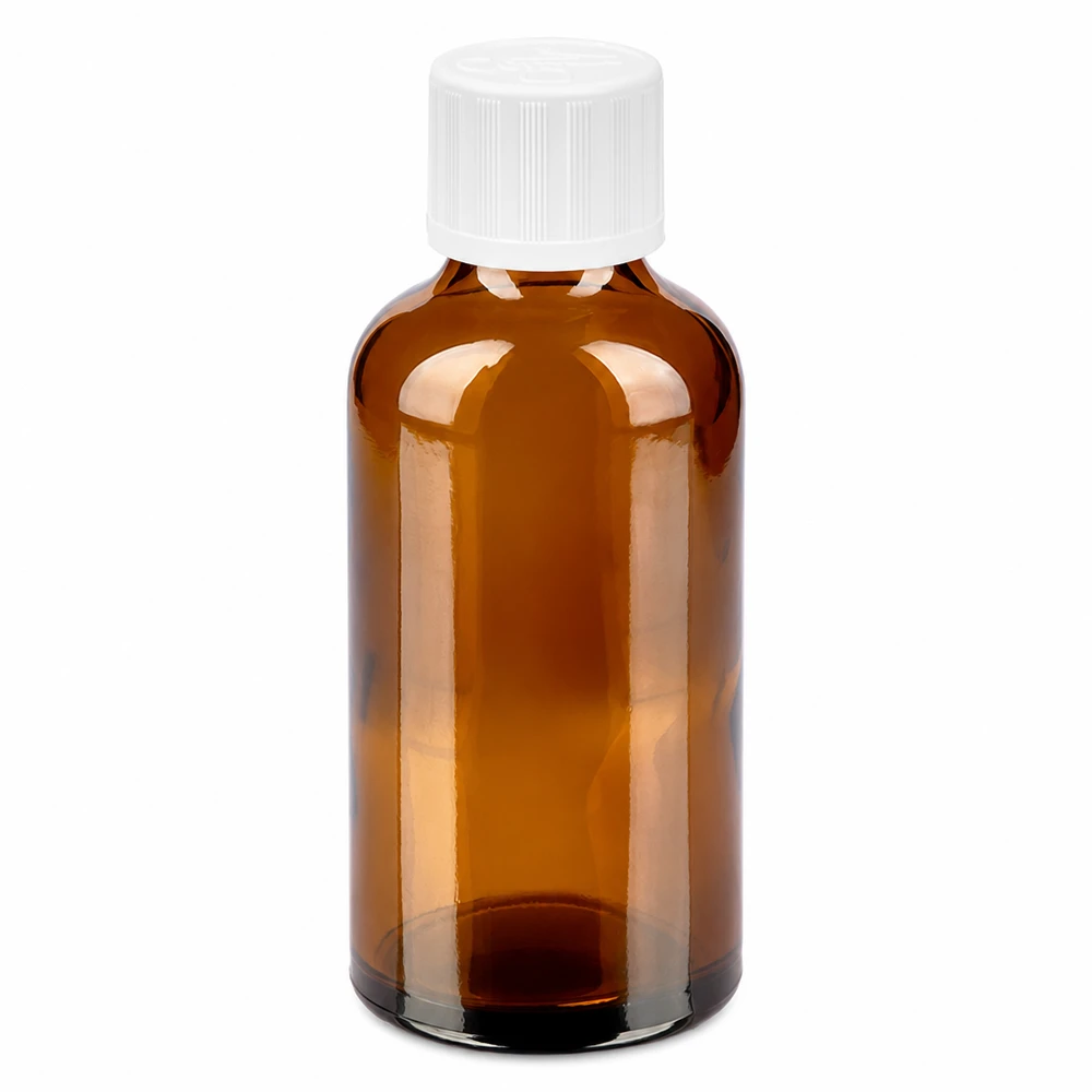 Bottiglia da 50ml 11mm SV w. STD KiSi BrownLine UT18/50 Bottiglia in vetro ambrato da 50 ml con protezione UV e tappo antimanomissione serie BrownLine