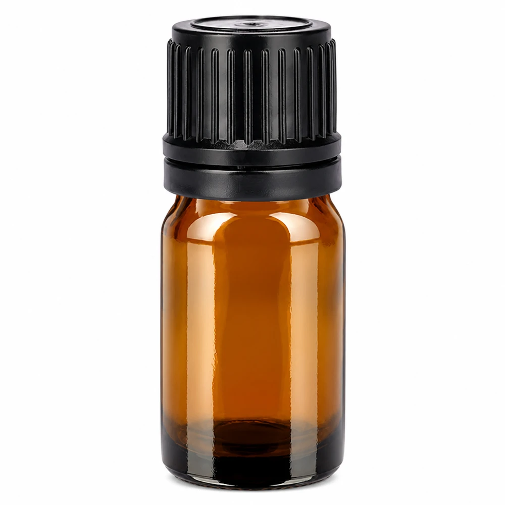 Bottiglia da 5ml 11mm SV nero OV BrownLine UT18/5 Flacone da 5 ml in vetro marrone con tappo a vite nero per oli essenziali e aromaterapia