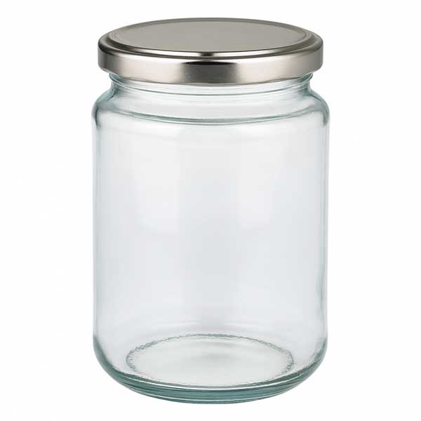 Barattolo rotondo da 382 ml con coperchio BasicSeal argento UN..