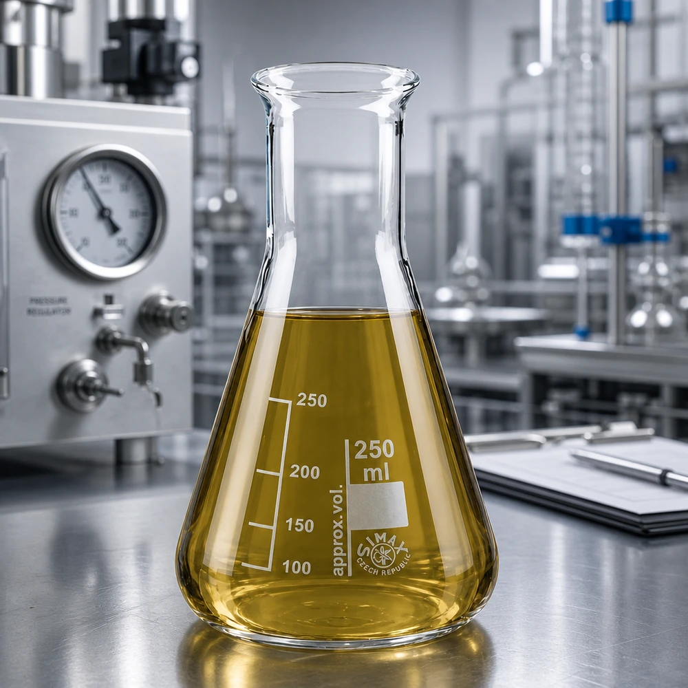 Beuta da 250 ml a collo stretto Beuta scientifica da 250 ml con marcature di misurazione in un ambiente di laboratorio professionale