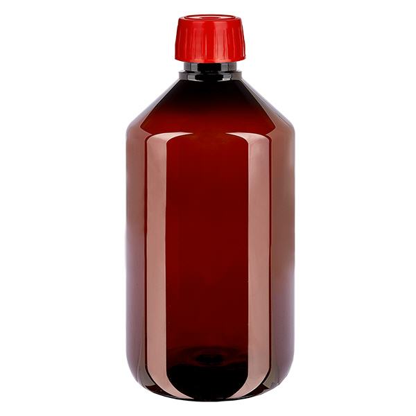 Bottiglia in PET da 500ml con tappo a vite di degassificazione rosso