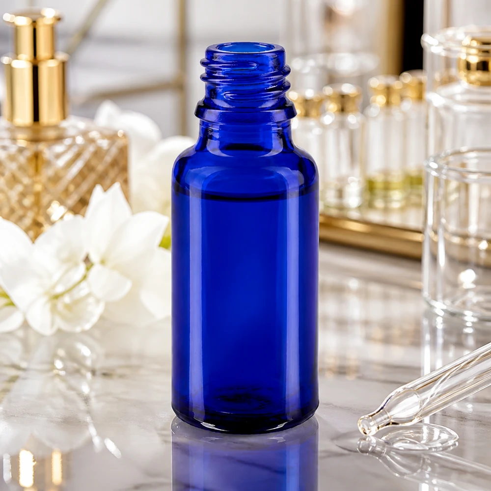 Versatile flacone ApoGlas blu da 20 ml per cosmetici fai da te e prodotti naturali fatti in casa