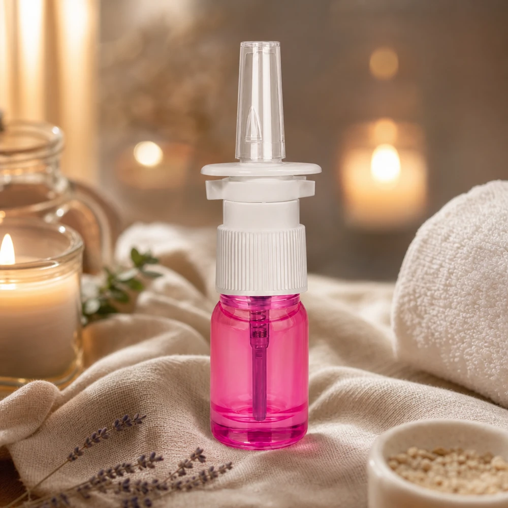 Flacone spray nasale da 5 ml bianco/trasparente standard PurpleLine UT18/5 Flacone spray ergonomico da 5 ml, di colore viola, con design facile da usare per una facile manipolazione