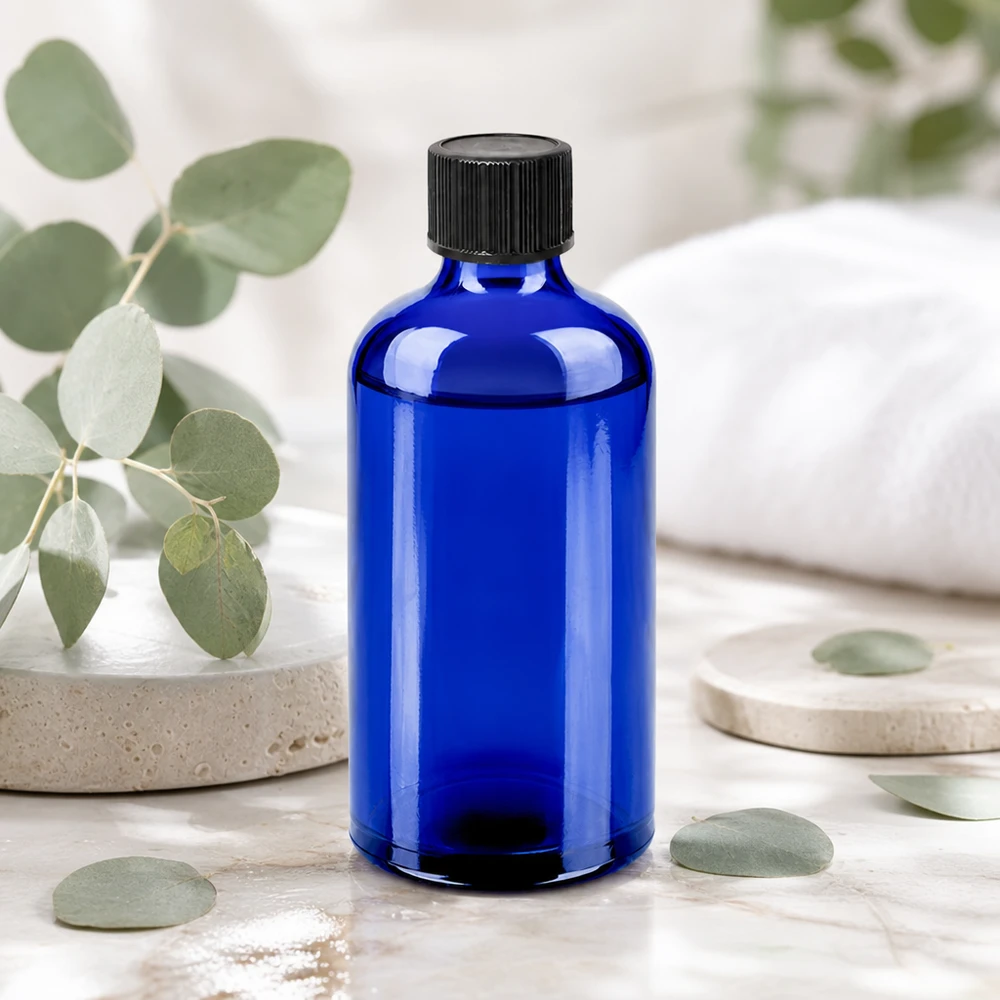 Flacone contagocce da 100 ml 1 mm nero STD BlueLine UT18/100 Flacone in vetro blu di alta qualità da 100 ml con inserto contagocce da 1 mm per un dosaggio ottimale dei principi attivi.