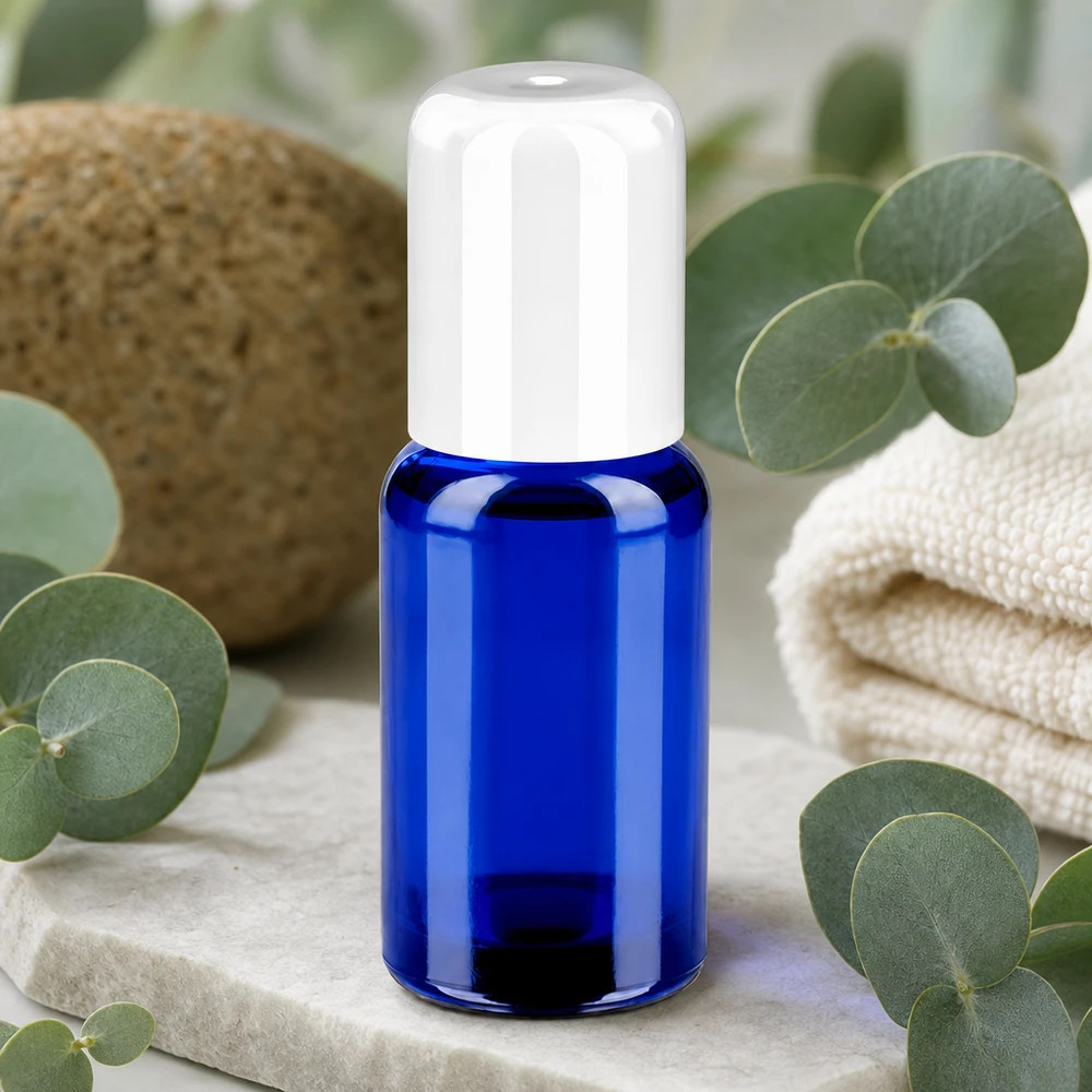 Flacone roll-on da 20 ml bianco STD BlueLine UT18/20 Pratico flacone in vetro con applicatore a sfera rotante da 20 ml, di qualità superiore.