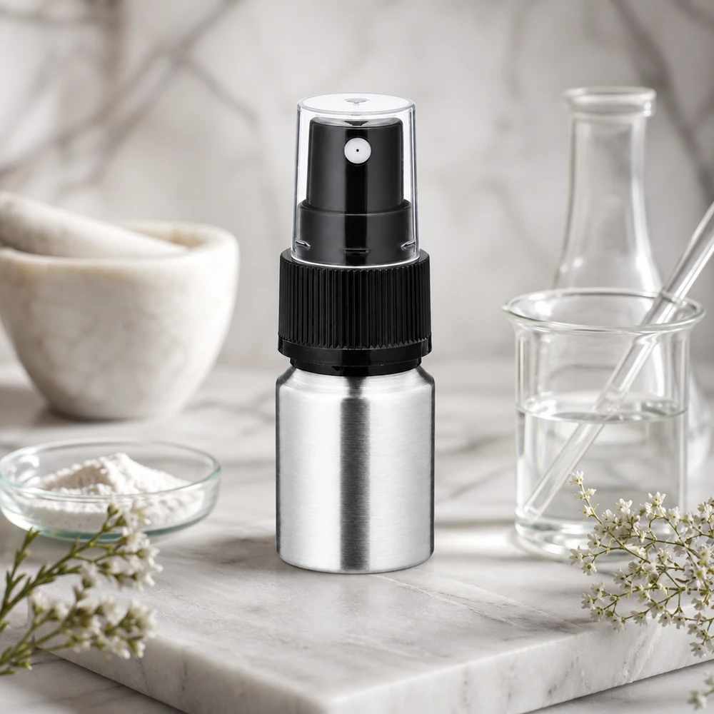 Flacone in alluminio Premium da 10 ml lucidato - robusto flacone in metallo con preciso nebulizzatore