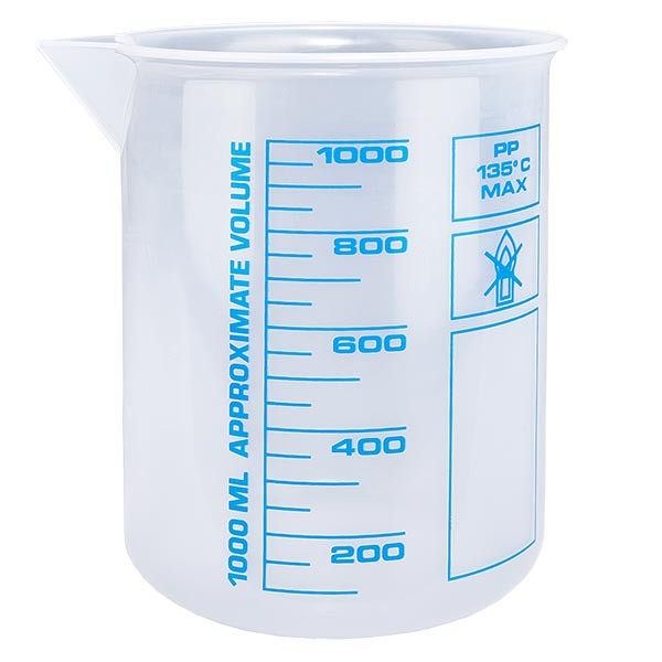 Bicchiere di misurazione da 1000ml (Griffin) PP, antistatico Bicchiere di misurazione da 1000ml (Griffin) PP, antistatico