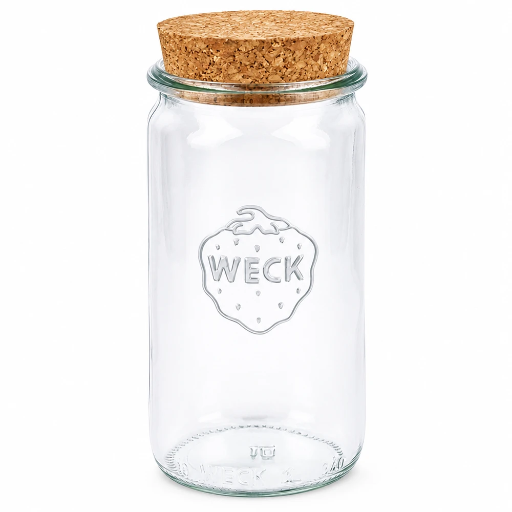 Vaso cilindrico da 340 ml WECK RR60 con tappo in sughero naturale WECK vaso per conserve 340ml con chiusura in sughero naturale RR60 vaso cilindrico vaso trasparente vaso per conserve