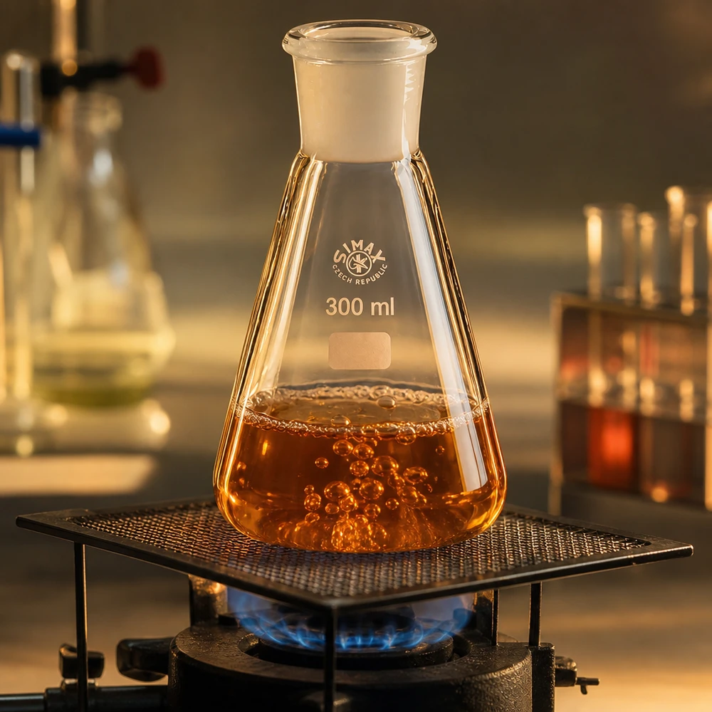 Beuta da 300 ml graduata con indicazione del volume e vetreria standard da laboratorio 29/32 smerigliata