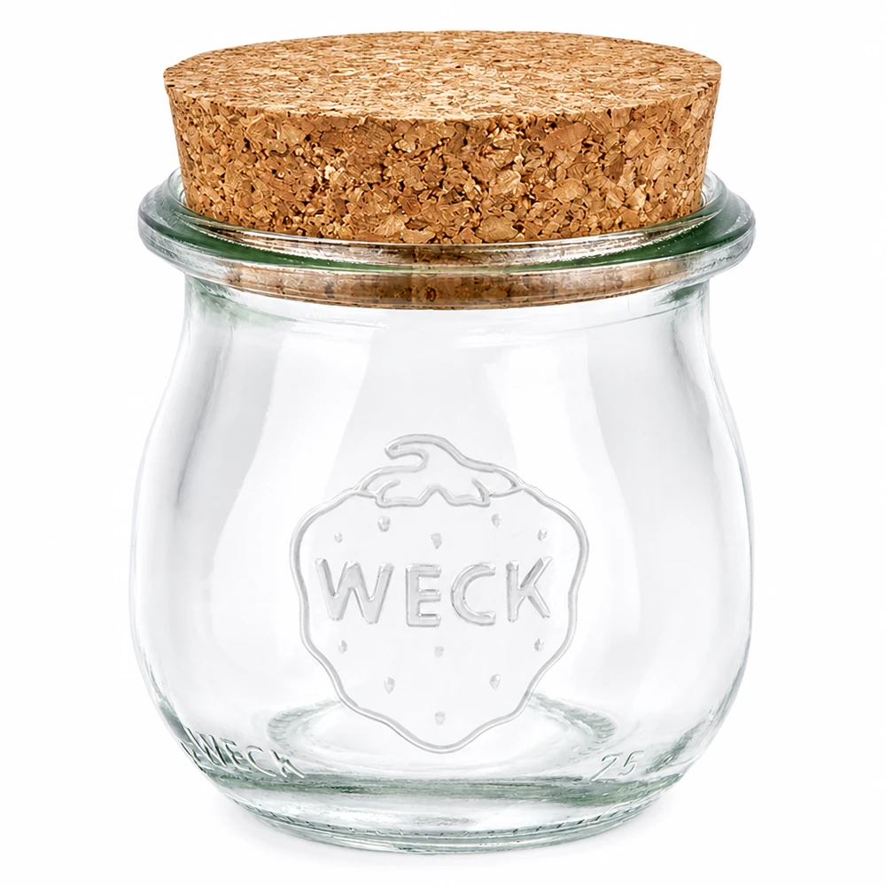 Vaso a tulipano da 75ml WECK RR40 con tappo in sughero naturale WECK barattolo a tulipano 75ml RR40 con chiusura in sughero naturale barattolo per conserve barattolo trasparente per stoccaggio
