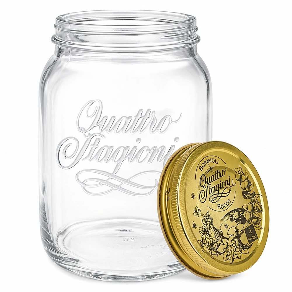 Vaso per conserve Quattro Stagioni da 2 litri con coperchio dorato - Vaso per marmellate e conserve italiane