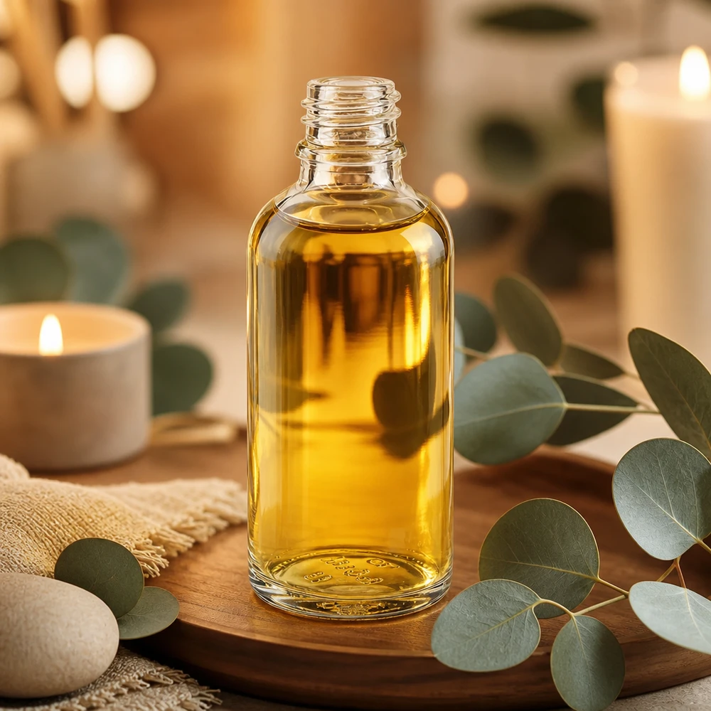 Flacone da 50 ml in ApoGlas trasparente, ideale per oli essenziali e aromaterapia.
