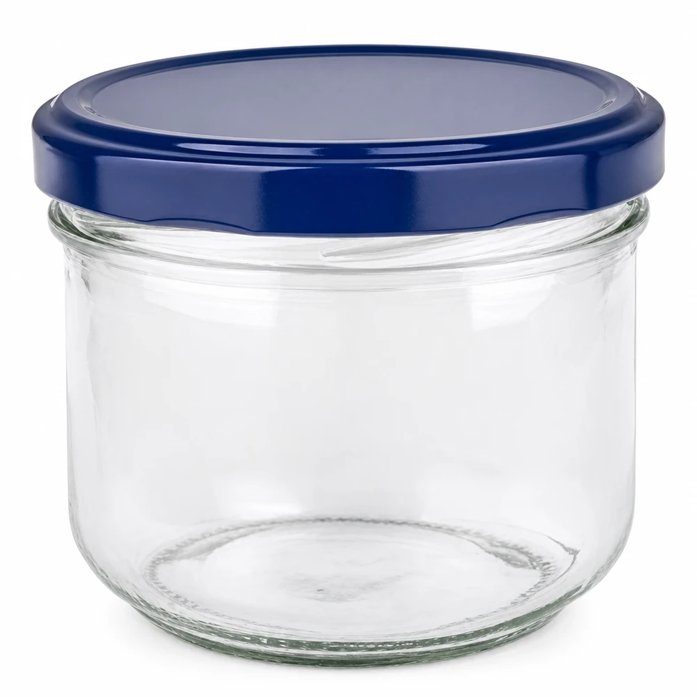 Bicchieri da 260 ml + coperchio BasicSeal blu UNiTWIST Barattolo da 260 ml con coperchio BasicSeal blu UNiTWIST - barattolo vuoto in vetro trasparente con coperchio twist-off