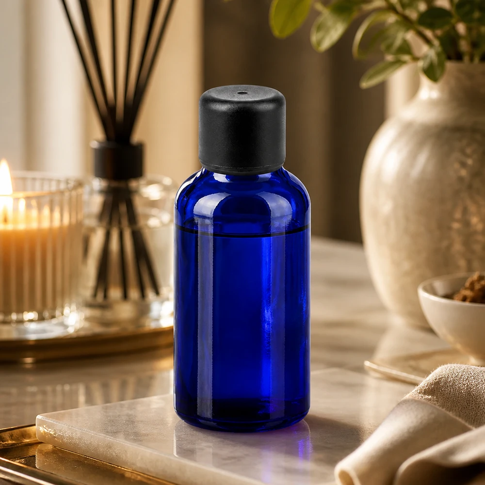 Bottiglia da 30ml 6mm SV nero STD BlueLine UT18/30 Flacone contagocce compatto da 30 ml in elegante blu cobalto per un dosaggio preciso degli oli