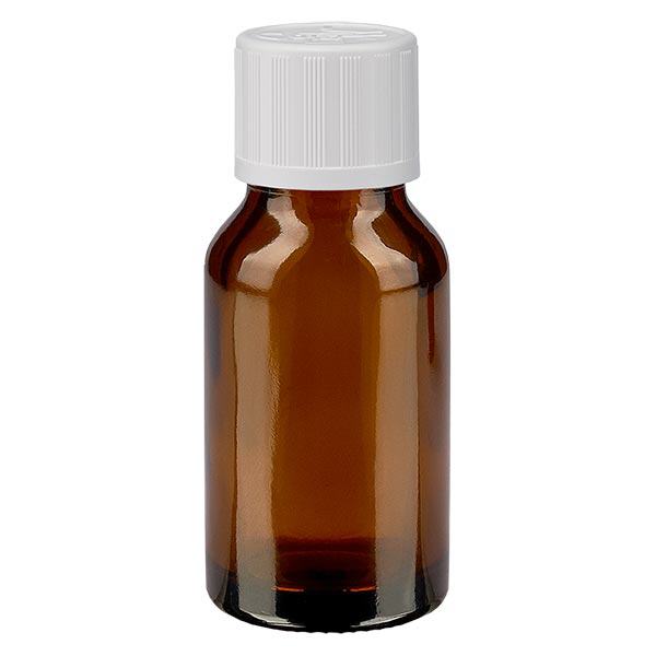 Bottiglia per farmacia marrone 15ml tappo a vite bianco KiSi St Bottiglia per farmacia marrone 15ml tappo a vite bianco KiSi St