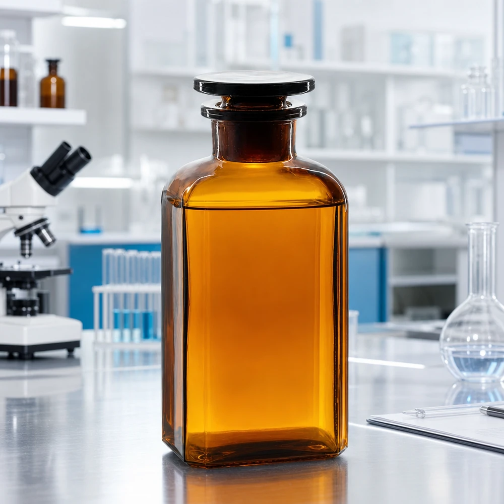 Bottiglia quadrata 250ml marrone con collo largo e tappo in vetro Fiaschetta da laboratorio marrone da 250 ml, a sezione quadrata, con tappo in vetro; conservazione al riparo dalla luce