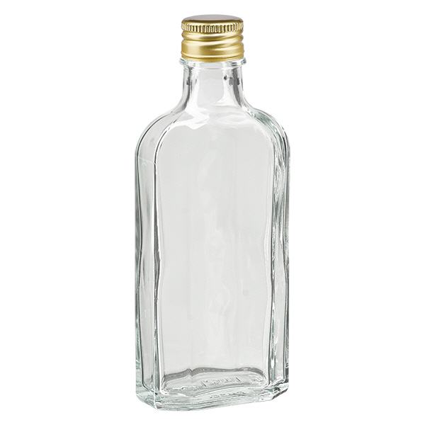 125 ml Meplat trasparente con tappo in alluminio oro PP22