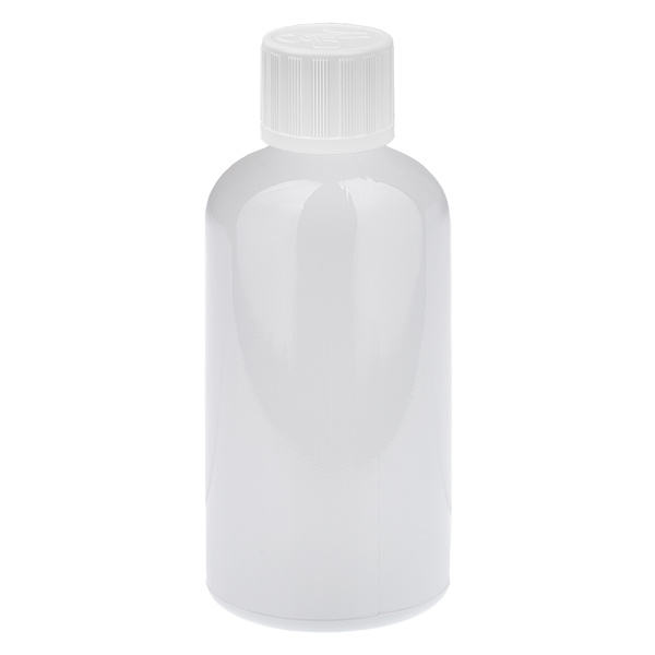 Flacone contagocce da 100 ml, tappo standard bianco da 1,2 mm con chiusura di sicurezza per bambini WhiteLine UT18/100