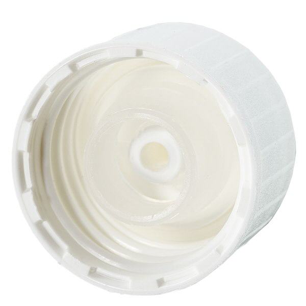 Tappo a vite DIN 22 bianco con anello versatore