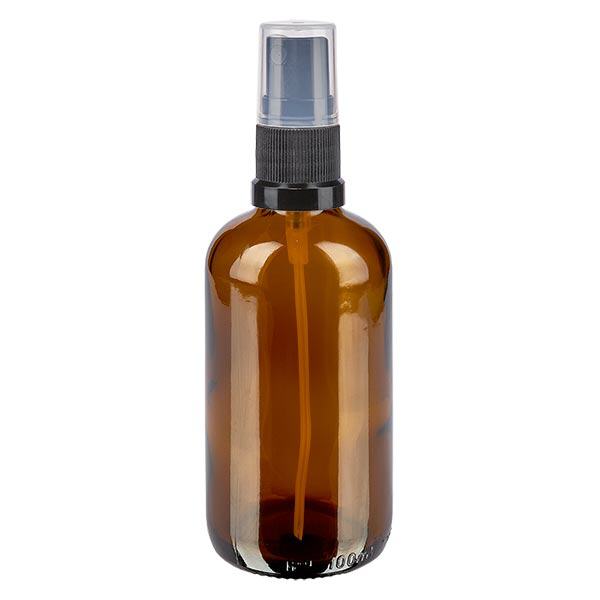 Bottiglia spray marrone da 100 ml. STD nero/trasp. apoGlas
